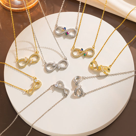 JJN0002 Wholesale of Fashionable Women's Non-fading stone Necklace, Zircon Stainless Steel Necklace