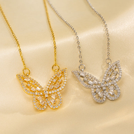 JJN0003 Wholesale of Fashionable Women's Non-fading stone Necklace, Zircon Stainless Steel Necklace