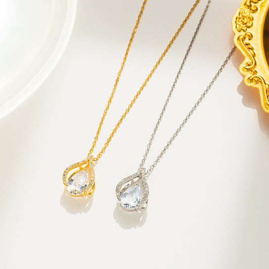 JJN0005 Wholesale of Fashionable Women's Non-fading stone Necklace, Zircon Stainless Steel Necklace