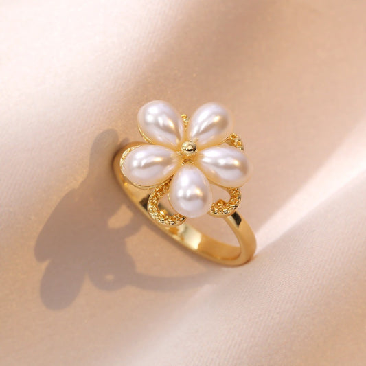 JJS0007Rotatable Spin Ring Jewelry Four- leaf Clover Spinner Rings Spinning Rotating Adjustable Fidget Rings for Anxiety